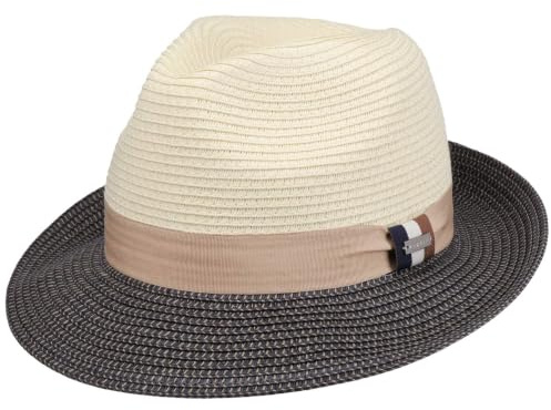 bugatti Sombrero de Paja Merswick Bogart Mujer/Hombre - Sol Primavera/Verano Primavera Verano - L (58-59 cm) Natural-Azul Oscuro
