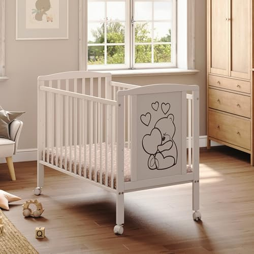 Babybett 60x120 cm Luca-Mia – Gitterbett/Kinderbett aus Holz, Herzdesign