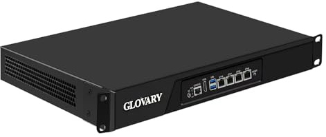 Glovary 1U Firewall Rackmount N3160, 4 x i226V 2.5GbE LAN, 8GB RAM 64GB SSD, 19 OPNsense Router PC HD+VGA Dual Display, AES-NI, Rack Mount Hardware, 1 x SIM Slot, 2 x USB3.0, Console