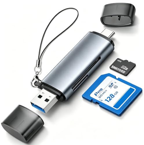 Vrllinking SD Card Reader USB C, High-Speed USB C to Micro SD Card Adapter USB 3.0 Dual Slots Memory Card Reader for Micro SD/SDHC/SDXC Compatible with iPhone16/15, MacBook Pro/Air, Chromebook,Android