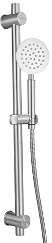 Tecmolog Brausestangenset Edelstahl Duschstange 66cm Variabel mit Brause und 2 Meter Schlauch für Badezimmer, Gebürstetes Nickel, SBH156F