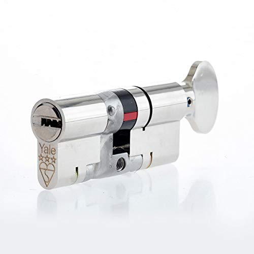 Yale B-YS3-4040NT Platinum Zylinderschloss, mit Knauf, 40/40 10, Nickel-Finish, Euro-Knaufzylinder, 3 Sterne, hohe Sicherheit, (80 mm), 40:40 (80mm)