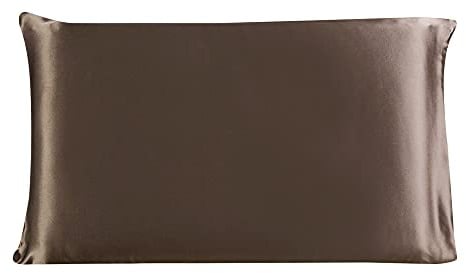 sourcing map Seidenkissenbezug 19 Momme Maulbeer Seide Kissenbezug mit Reißverschluss Kopfkissenbezug Braun 36x51cm