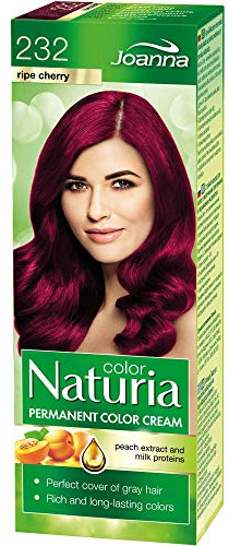 Joanna Naturia Color Permanent Hair Color Cream – Goodness of Milk Proteins and Peach Extracts – Premium-Quality Hair Dye – Provides Soft and Lustrous Hair – Long-Lasting Hair Colors – Ripe Cherry