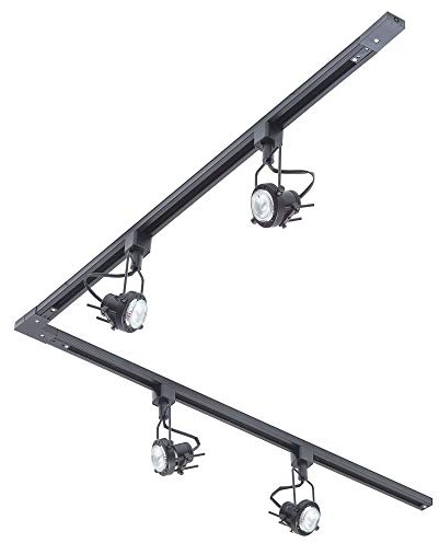 LITECRAFT Kitchen Track Light with Greenwich Fixture & GU10 LED Bulbs - (Black, 2M L-Shape 4 Light)