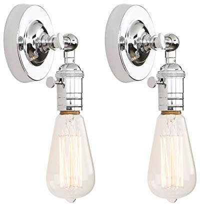 Phansthy 2x Vintage Wandleuchte Wandlampe Wandbeleuchtung Industrie Wandleuchten Loft-Wandbeleuchte Küchenwandleuchte Spiegeleuchte Badezimmerleuchte (Chrome Farbe)
