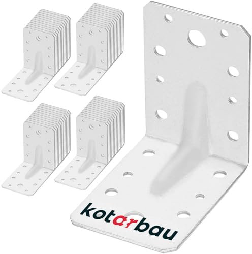 Kotarbau Lot de 50 équerres de jonction d'angle de 90 x 90 x 65 mm zinguées à chaud et renforcées avec surface multi-trous