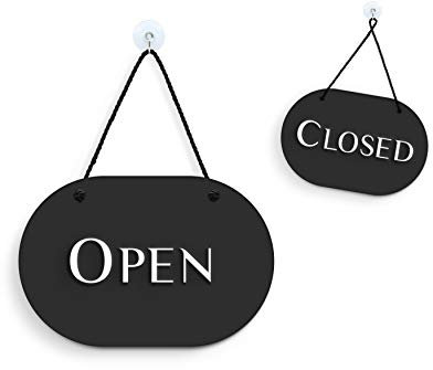 SIGNS | óvalo con Estilo - Open Closed - Cartel doble cara [OC35] - Placa de la puerta colgante de doble cara - Letrero de la tienda comercial reversible