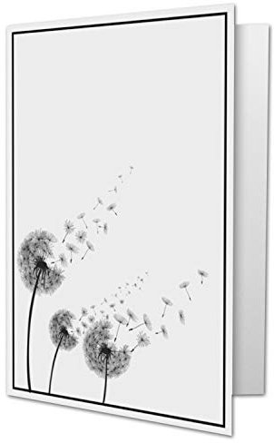 75 x Trauerkarte DIN A6 Motiv Pusteblume- schwarzer Trauer-Rahmen - 10,5 x 14,8 cm - Doppelkarte bedruckbar - Kondolenzkarten für Danksagung, Einladung, Anzeige Trauer