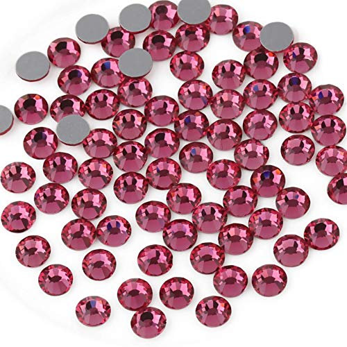 Beadsland 1440 PCS Flat Back Crystal Rhinestones Round Gems for Nail Art and Craft Glue Fix,Rose(SS3(1.3-1.4mm))