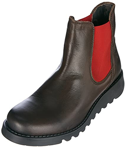 FLY London Damen Salv Chelsea Boots, Dk Brown Red Elastic, 36 EU