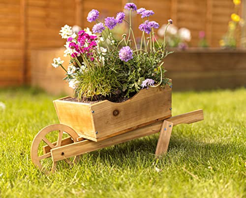 Garden Mile Wild Garden Bird Feeding Station, Ideal Bird feeder for Wild Bird Seed, Suet or Mealworms and other Wild Bird Food. (Large Wooden Wheelbarrow)