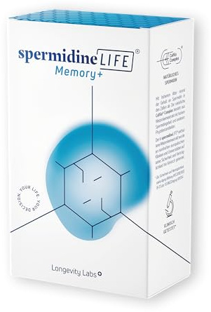 spermidineLIFE® Memory+ – Spermidin Kapseln für Gedächtnis & Konzentration | Spermidin aus Weizenkeimextrakt mit Brahmi, Safran, Zink & Vitamin B1. Für deine mentale Leistungsfähigkeit. Made in Austria