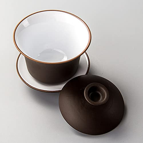 NYSJLONG Tazón de té de sopera Tazas de té Elegantes de Gaiwan Tazas de té de Arcilla púrpura Sopera de 120 Ml Tazón de Fuente Platillo Zisha Tea Brew Taza de té Envío de la Gota
