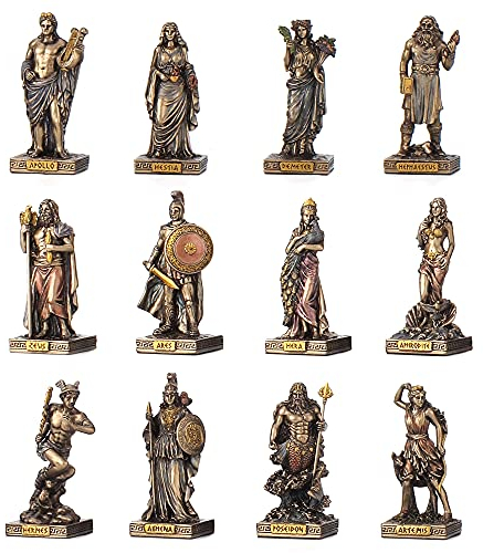 Veronese Design Miniatur-Statuen-Set, bronzefarben, 12 Olympioniken