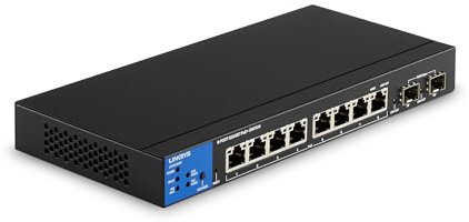 Linksys Switch Gigabit Poe+ à 8 Ports Lgs310Mpc-Eu (110 W Avec Emplacements pour 2 Ports Uplink Sfp Gigabit, ethernet Manageable Intelligent Avec Boîtier Métallique, Bureau Ou Mur)