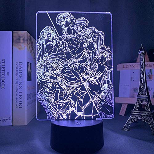 3D Illusion Lumière Led Veilleuse Lamp Anime No Game No Life for Kids Room Decor Cadeau D'Anniversaire Manga Gadget No Game No Life Lamp D'Anniversaire Cadeaux 7 Couleurs