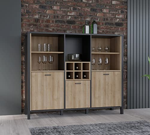 möbelando Barschrank Hausbar Minibar Barkommode Weinschrank Barregal Bartheke Hialeah I