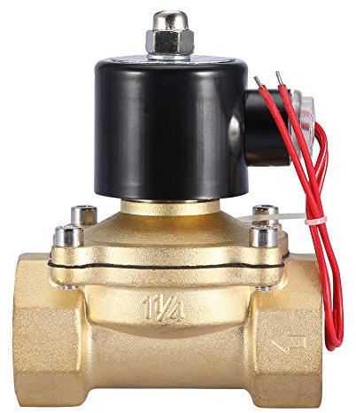 DN32 NC Two Way Solenoid Valve AC 220V 1-1/4 Electromagnetic Brass Valve IP65 Junction Box for Garden Spray Irrigation Pressure Regulating