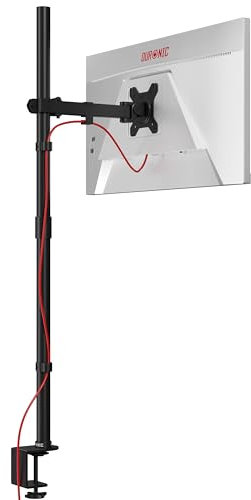 Duronic Single Monitor Stand DMT151X2 Monitor Arm Desk Mount for 13-32” PC LED Screens, Adjustable Tilt Single Monitor Mount, Gaming Monitor with VESA 75 100, Monitor Riser for Work & Home Office Desk