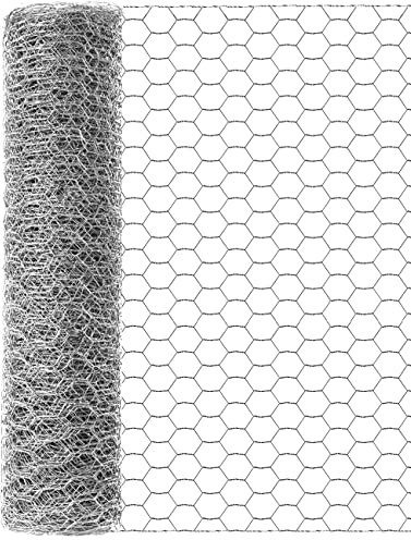 TOYPOPOR Chicken Wire 16''x49ft, Outdoor Anti-Rust Hexagonal Galvanized Chicken Wire Fencing, Mesh to Protect Gardening Plants Vegetables Flowers Fruits From Dogs, Rabbits,Squirrels, Silver