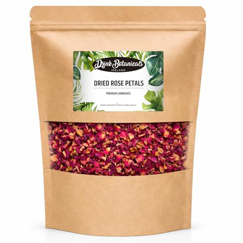 Drink Botanicals Ireland Pétales de rose séchées naturelles comestibles | Respectueux de l'environnement | Sans OGM | Pétales de roses sèches 100 % naturelles pour fleurs de cocktail, cocktail sans