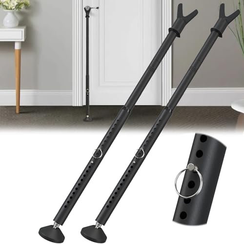 Door Security Bar, Sliding Glass Door Lock, Window Security Bars, Heavy-Duty Door Jammer, Keep Your Home Safe from Intruders,Black(2Pack)