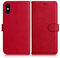DENDICO Hülle für iPhone XS Max, PU Leder Brieftasche Handyhülle, Flip Tasche TPU Schutzhülle mit Kartenfach für iPhone XS Max, Rot