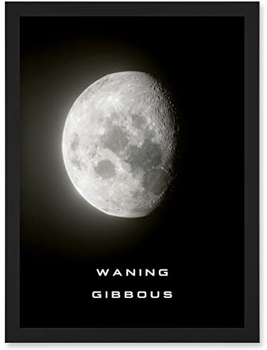 Artery8 Phases of the Moon Astronomy Waning Gibbous Lunar Space Poster Artwork Framed Wall Art Print A4