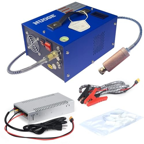 NUOGE PCP - Compresor de aire 4500 psi/30 MPa, sin agua/aceite, bomba de aire PCP, rifle/pistola, latas de paintball, alimentadas por 12 V, CC y 110 V CA, para uso doméstico, con convertidor de