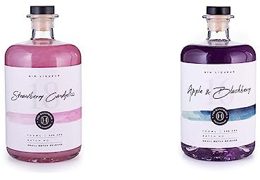 Shimmering Strawberry Candy Floss Handmade Gin Liqueur 70cl - Premium Craft Pink Gin - 20% ABV & Apple & Blackberry Handmade Gin Liqueur 70cl - Premium Craft Gin - 20% ABV