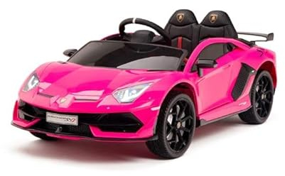 FINOOS Elektroauto für Kinder, Lambo Aventador SVJ 12, mit Fernbedienung 2,4 GHz, Akku: 12 V7AH, 2 x Motor 35 Watt (Rosa)