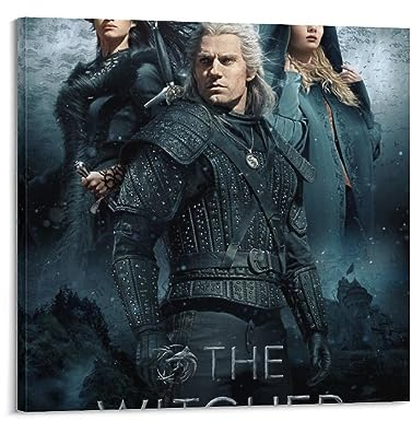 Geralt Yen Ciri Logo-Poster, dekoratives Gemälde, Leinwand, Wandposter und Kunstdruck, modernes Familienschlafzimmer-Dekor-Poster, 40 x 40 cm