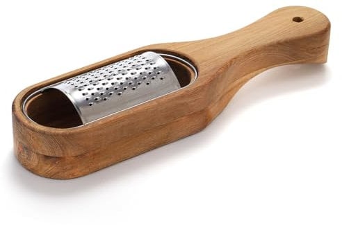 ZENFUN Cheese Grater with Container, Stainless Steel Cheese Shredder with Wooden Handle Shredder Zester Grater Box Handheld Kitchen Grater for Cheese, Lemon and Chocolate, Cheese Tool
