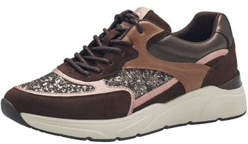 Tamaris Damen Sneaker bequem; Mocca Combined, EU 38