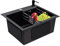 Fregadero de acero inoxidable, fregadero de cocina, fregadero negro, fregadero de esquina con bajante, dispensador de jabón y cesta de drenaje, 40 x 45 cm.