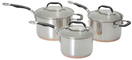 ProWare Copper Base Cookware Set of 3 (16cm, 18cm and 20cm saucepans)