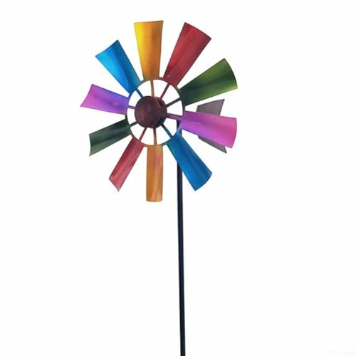 Moulin à vent de jardin, moulin à vent en métal, décoration de jardin, rotation à pour 360 degrés, sculpture de vent extérieure
