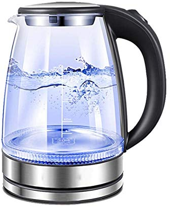 Bollitore elettrico in vetro illuminato, bollitore ecologico da 1,8 L con spegnimento automatico e protezione contro il funzionamento a secco, bollitore per acqua calda senza fili senza Bpa, bol