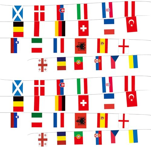 World Flags Banner 2PCS Flags der Welt 26 ft Lange Banner -Flaggen doppelseitige 24 Länderflags auf einer String -Bunting -Flaggen im Freien, Flaggen der Welt