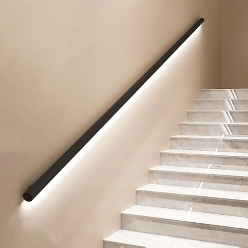 ZIZENG 150cm/59in, LED-Treppenhandlauf Aluminium-Handlauf Wandhalterung Treppe Handlauf Sicherheitshaltegriff für Treppen Warmes Licht Geeignet für Flur Dachboden Wohnungen Villen
