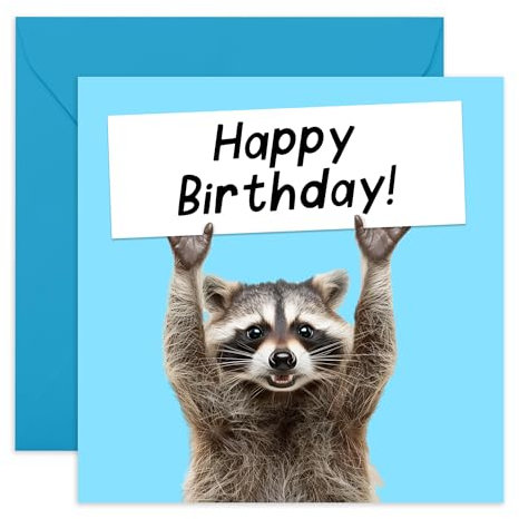 Central 23 Happy Birthday Karte – Waschbär-Geburtstagskarte – lustige Grußkarten für Männer und Frauen – Geschenke für Mutter, Vater, Sohn, Tochter – kommt mit Aufklebern