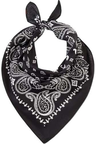 HEVIBK Bandana Damen Herren,Nickitücher Kopftuch Halstuch Männer, Unisex Tuch Bindetuch (Schwarz)