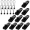 Tarp Clips Heavy Duty Lock Grip Camping Accessories and Bungee Cords with Balls Tent Clips Set for Camping, Tents, Cargo Black 10 Pack