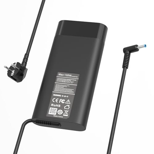 135W Laptop Ladekabel Kompatibel mit HP Pavilion X360 2-in-1 Laptop 15 17 Spectre X360 2-in-1 16 15 15-eb1 16-c000 ZBook 15 15u Studio G3 X2 G4 Omen 15 17 Envy 14-eb 15-ep1 TPN-CA13 TPN-DA11 Netzteil