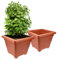 GarPet 2X Pflanzkübel Rechteckig Pflanzkübel Groß Außen Blumenkübel Outdoor Pflanztopf Pflanzkasten Blumentopf Wasserspeicher 25 cm Terrakotta