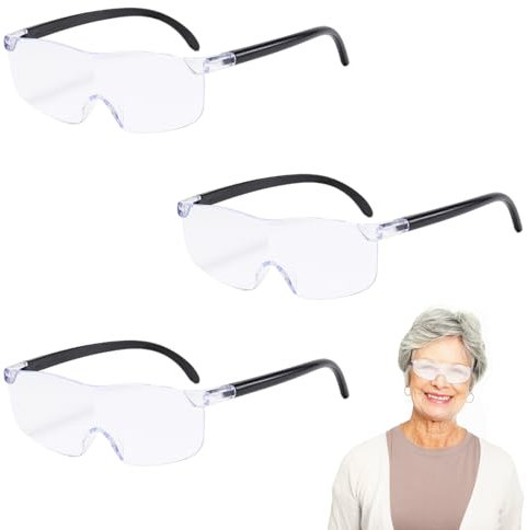3 Piezas Lupas para usuarios de Gafas, 300% de Aumento Gafas de Lupa para usuarios de Gafas, Lupas de Gran Aumento 300% para Personas Mayores, para Trabajos de Costura, Lectura, Costura