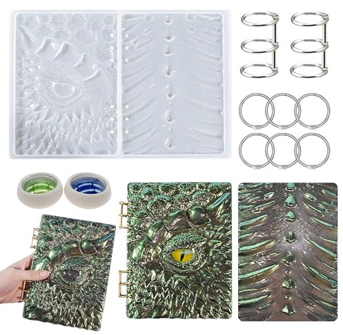 Attuslla Drachenauge Notizbuch Silikonform, Silikonform Epoxidharz Formen für Notizbuch, Notebook Silikon Epoxidharz Formwerkzeug Set für DIY Notizbuchhülle