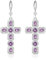 Linawe Kreuz Ohrringe Silber Hängend, Ohrhänger Schmuck Damenohrringe, Kristall Strasssteine Kreuz Anhänger Weißgold Geburtsstein Moissanite Ohringe, Modeschmuck Tropfen Ohrringe