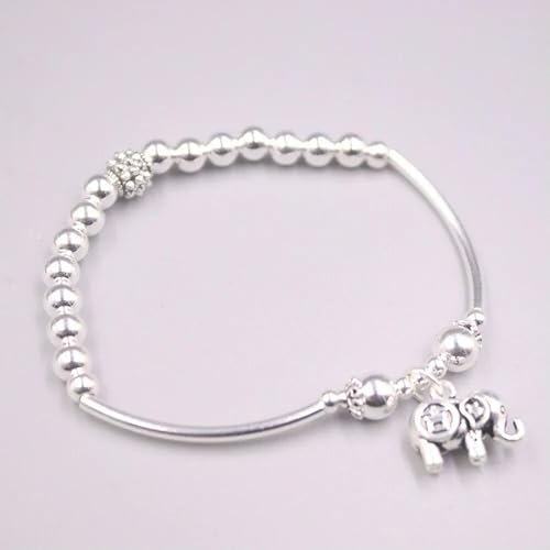 Neu S925 Silber Glück Elefanten 5mmW Perlen Link Frau Armband
